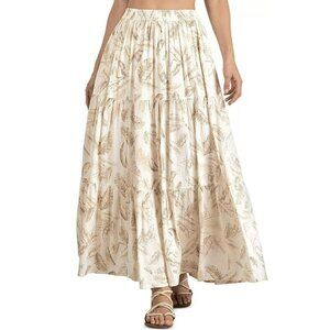 Elan Tiered Boho Feather Full Skirt Medium NWT